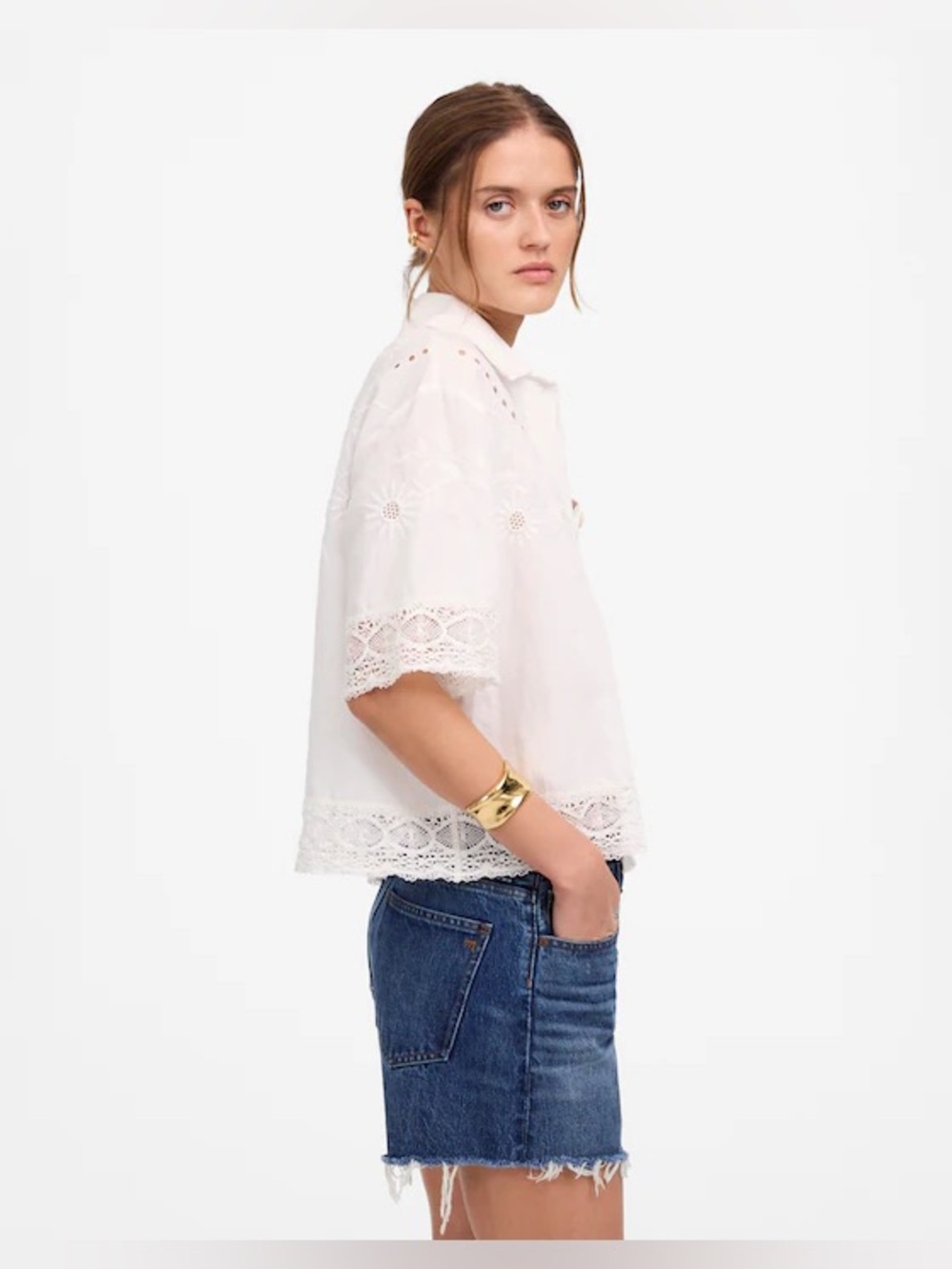 NWT Madewell Embroidered Lace Button-Up Shirt - Picture 4 of 9